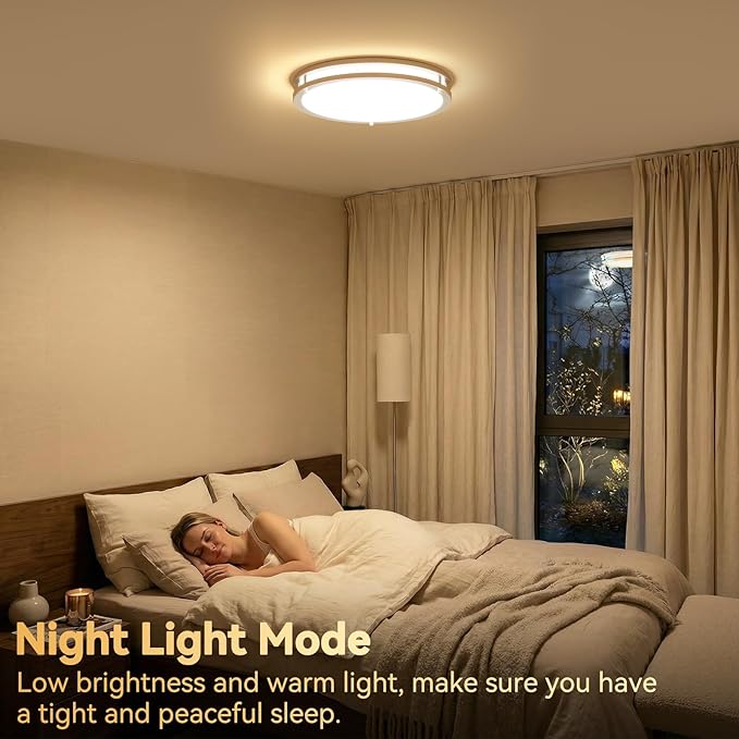 LED Ceiling Light with Remote 2 Pack 13 Inch Flush Mount Ceiling Light Fixture, 24W 3000K-6000K Adjustable Color Temperature, Dimmable Lighting Fixtures for Kitchen Bedroom Living Room Hallway