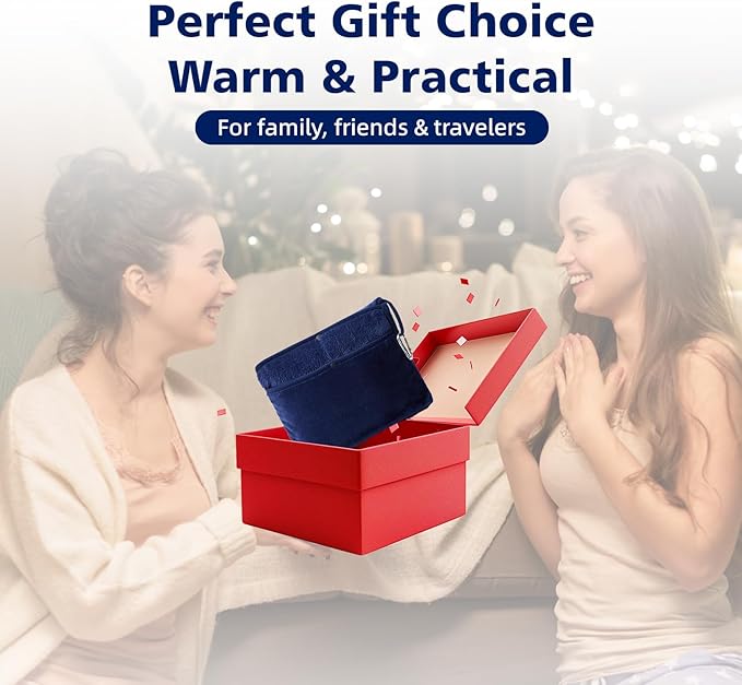 Travel Blanket with Carry Bag, Lightweight Wearable Airplane Blanket, Soft Packable Throw for Travel & Office Navy Blue