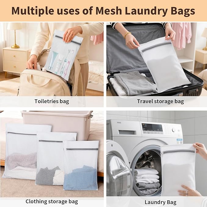 150L Laundry Bag Backpack with 3 Sizes Mesh Wash Bags and Shoulder Straps Foldable Clothes Hamper Bag with Drawstring Closure for College, Apartment, Laundromat (Tan)