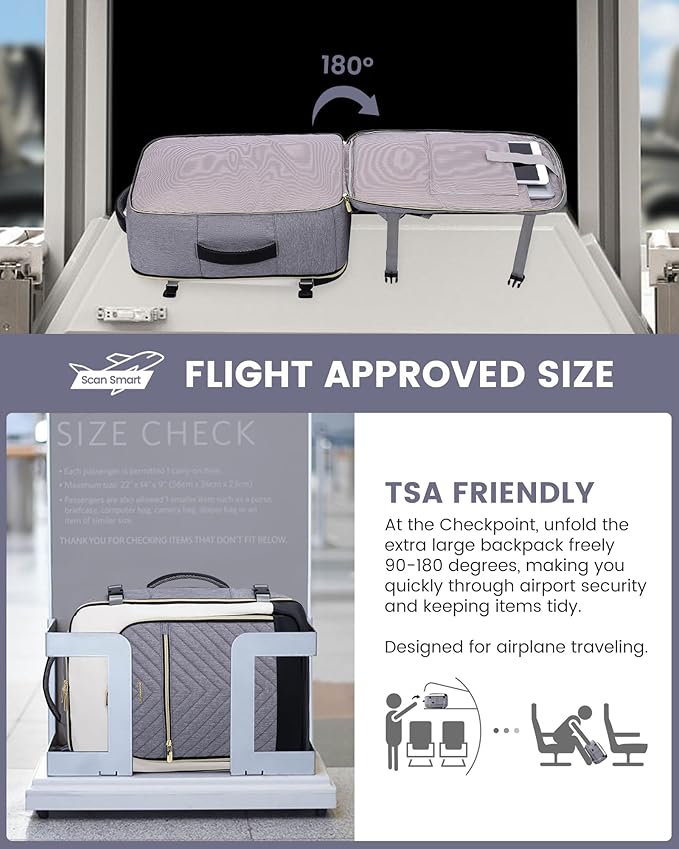 LOVEVOOK Large Travel Backpack for Women, TSA Carry on Backpack for Airplanes, 40L Personal Item Travel Bag for Women fits 17" Laptop,Waterproof Carry on Bag Airplane Approved with 3 Packing Cubes
