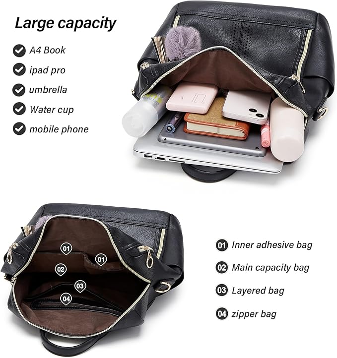 Makes Backpack Purse for Women PU Leather Travel Satchel Handbag Convertible Design Bag with Purse