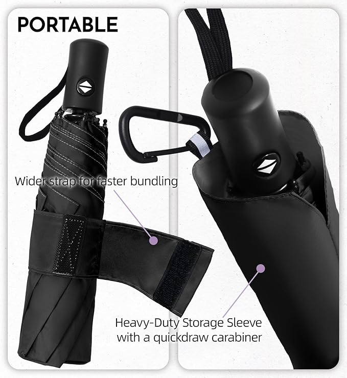 Compact Travel Windproof Umbrella, 43" Auto open/close Folding Quick Dry Umbrellas for Rain, Lightweight Portable Small for Backpack Car, Thoughtful Gift for Women Men Kids, TSA Approved