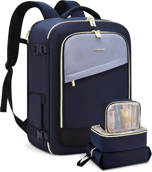 LOVEVOOK Travel Backpack for Women, 40L Carry On Backpack Flight Approved, Large Personal Item Bag Fits 17 inch Laptop, TSA Approved Luggage with 3 Packing Cubes,Waterproof Weekender Gym Essentials