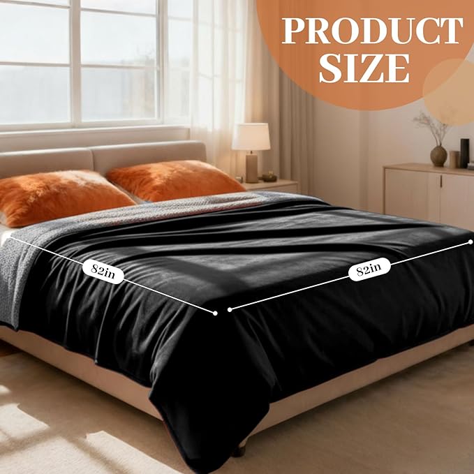 Tisancy King Size Waterproof Blanket for Bed Couch, 82'' x 82'' Double Side Leakproof Reversible Sherpa Flannel Fleece 3-Layer Lightweight Blanket, Absorbs 80oz(Black/Gray), Machine Washable