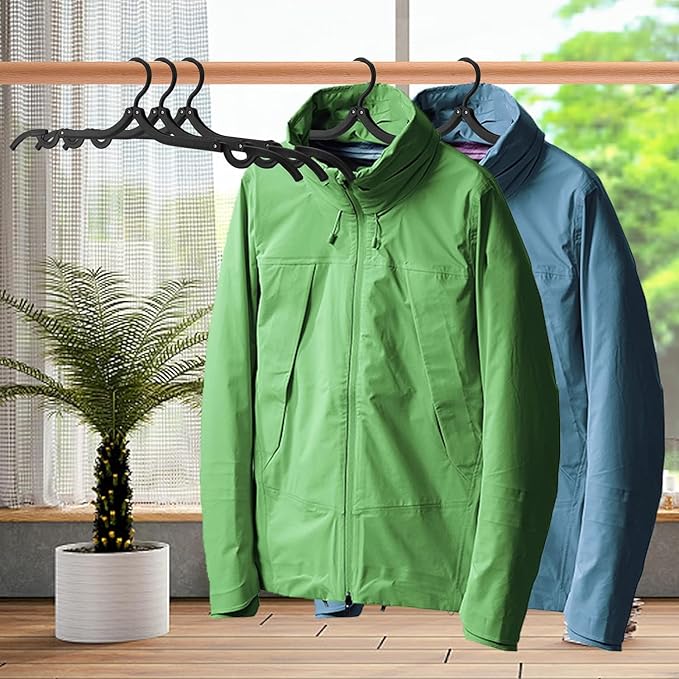 24PCS Travel Hangers, Portable Foldable Clothes Hangers, Black, Non-Slip, Foldable Clothes Drying Rack for Travel and Home