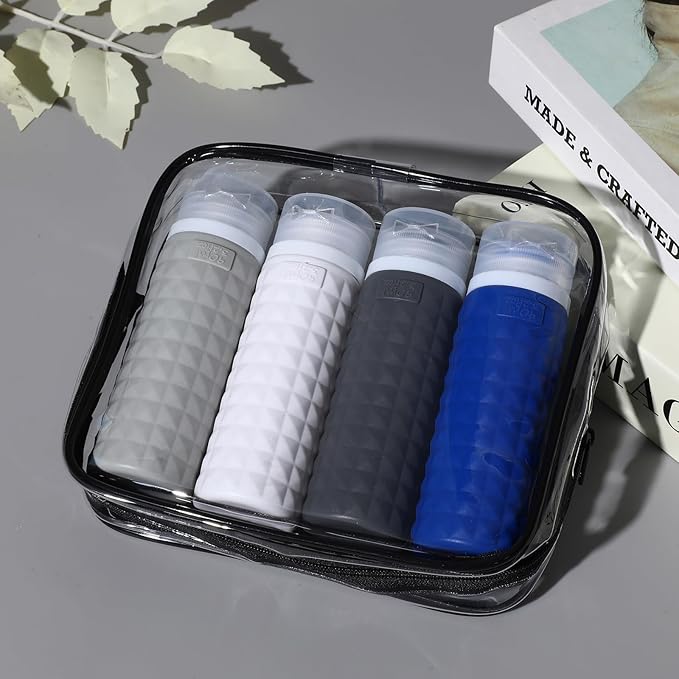 Travel Bottles for Toiletries, TSA Approved Travel Size Containers, Leak Proof Silicone Shampoo Bottles, Small Toiletry Containers with Bag for Shampoo Conditioner Lotion
