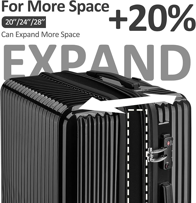 Cheched 22 inch Luggage with Spinner Wheels, Lightweight PC+ABS Hard Shell Suitcases, Expandbale Storage & TSA Aprovel Lock (22.2×15.2×10.4inch)