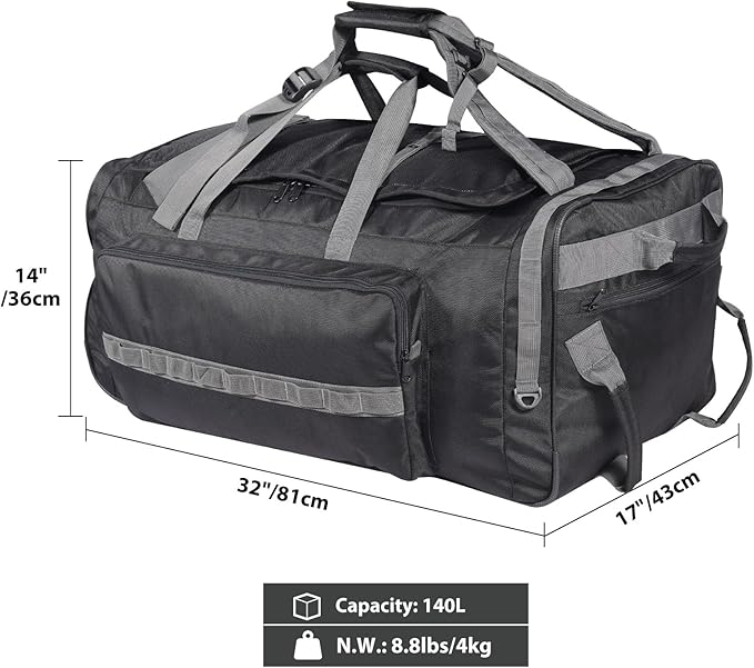 REDCAMP 85L/120L/140L Foldable Duffle Bag with Wheels, Large Travel Duffel Bag