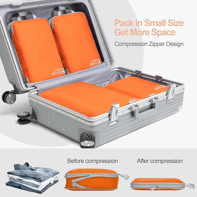 Cambond Compression Packing Cubes for Travel - Lightweight Expandable Travel Bags Luggage Organizers Travel Essentials Compression Cubes for Travel Space Saver for Carry on Suitcases Organizer