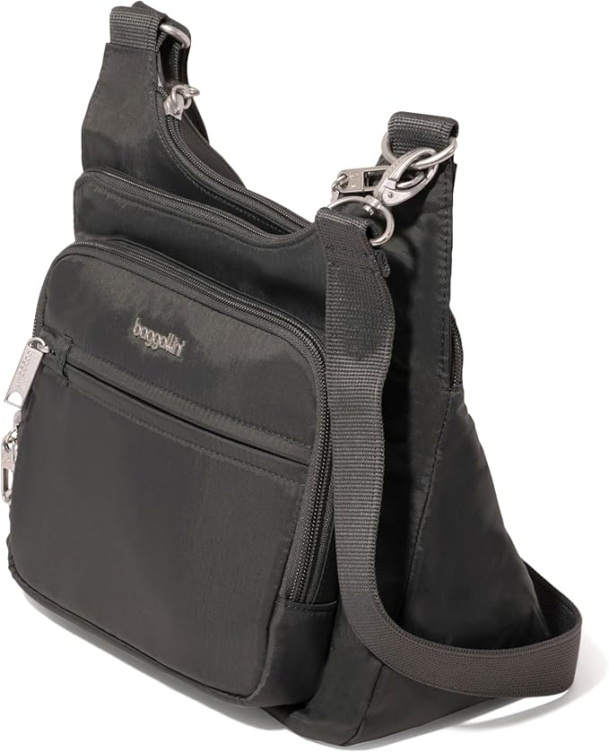 Baggallini Securtex Anti-theft Crossover Crossbody Bag 11”w X 8.5”h, Rfid, Built-in Wallet, Locking Zippers