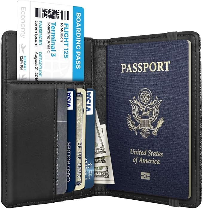 Passport Holder Cover,Traveling Passport Case Glitter Cute Passport Wallet for Women,Black Glitter