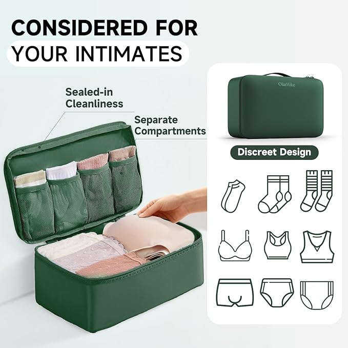 11 Set Packing Cubes for Travel, Gifts for Women Mom Kids, TSA Approved Bags for Makeup, Cosmetic, Toiletry, Suitcase Organizers for Checked Luggage, Cruise Essentials,Airplane Accessories, Dark Green