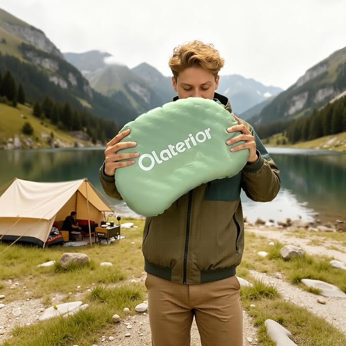 Ultralight Inflatable Camping Travel Pillow, Compact Portable Backpacking Pillow, Ergonomic Blow Up Camp Pillows for Beach, Camping, Hiking, Backpacking & Airplane Travel