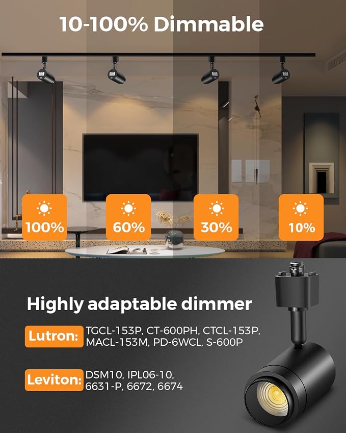 16 Pack Zoomable H Track Lighting Heads Dimmable, Black 12W 3000K | H Type Track Light Heads, LED Track Lighting Fixtures Ceiling Spot Light, H Style Track Heads for H Track Lighting Rails