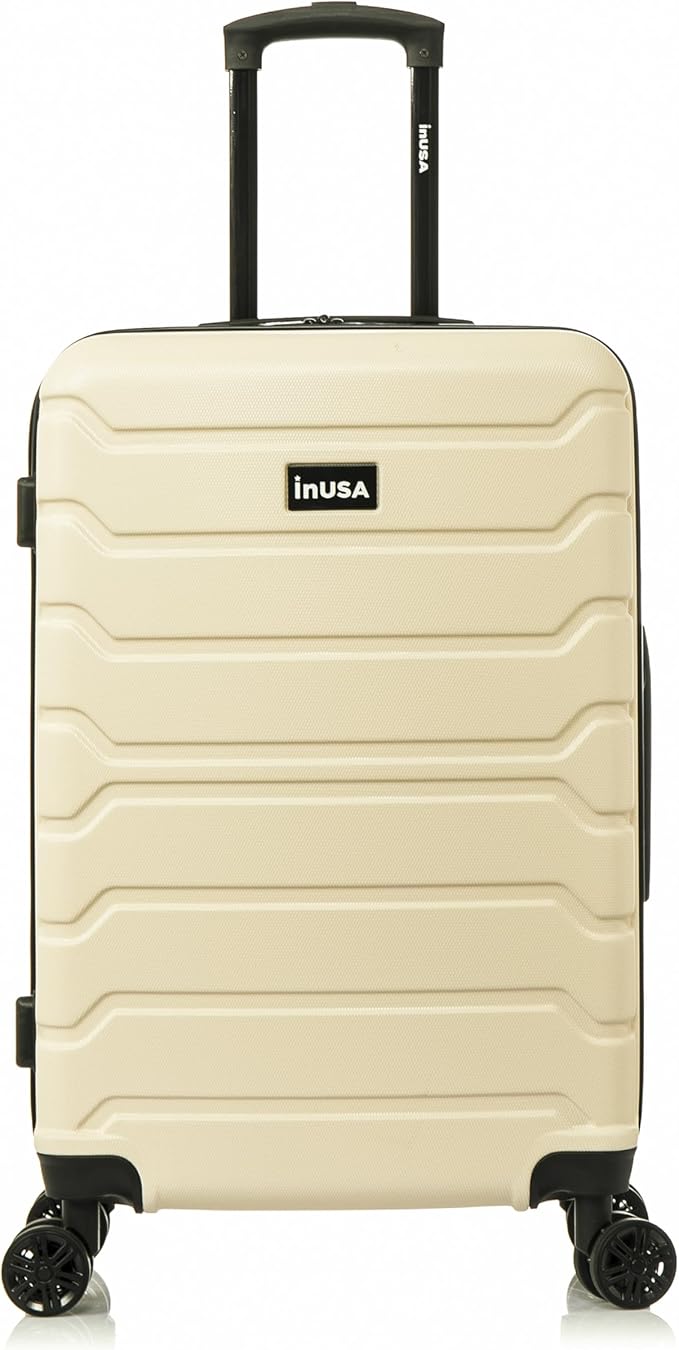 InUSA TREND Luggage with Spinner Wheels | Durable lightweight Hardside Suitcase, Travel bag with Handle and Trolley, 24-Inch Medium Checked luggage | Sand