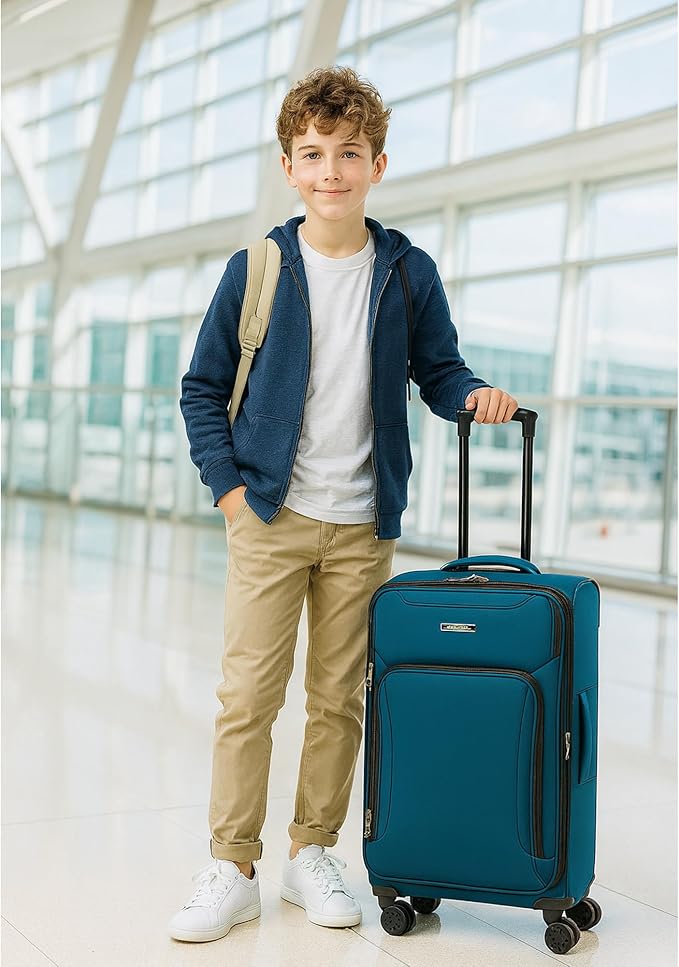 World Traveler Dejuno Jasper 24-Inch Lightweight Expandable Spinner Luggage - Navy
