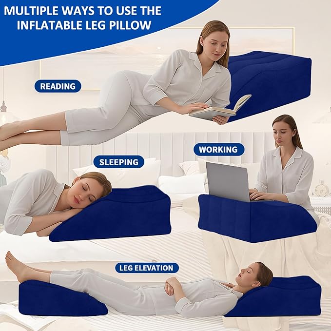 Inflatable Leg Pillow for After Surgery – Leg Elevating Pillow for Back Support,Swelling & Circulation,Portable Wedge Pillow for Leg Support,Travel,Recovery,Knee Surgery,Back Pain & Everyday Comfort
