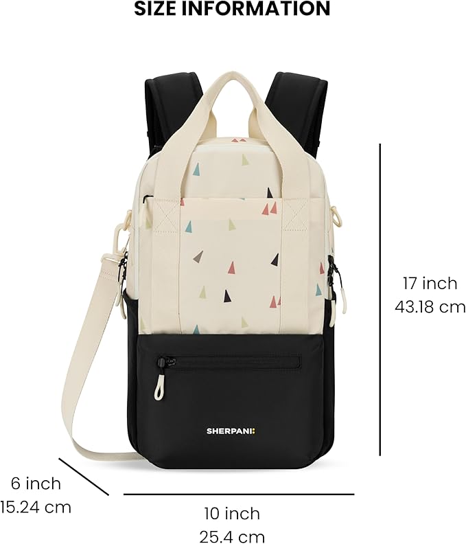 Sherpani Camden, Convertible Backpack, 3 in 1 Tote Bag, 18L Travel Backpack, Crossbody Bag, Cross Body Purse, Travel Gifts, RFID Protection, Fits 13” Laptop (Terrazzo)