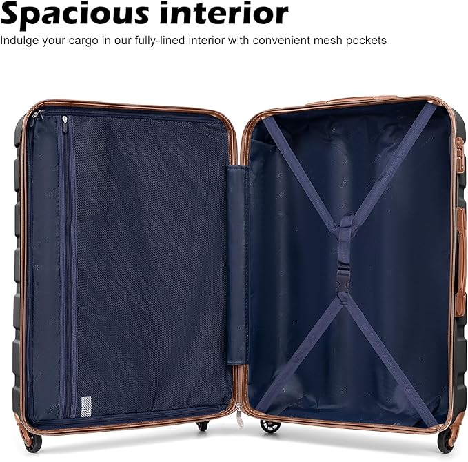 Coolife Luggage 3 Piece Set Suitcase Spinner Hardshell Lightweight TSA Lock