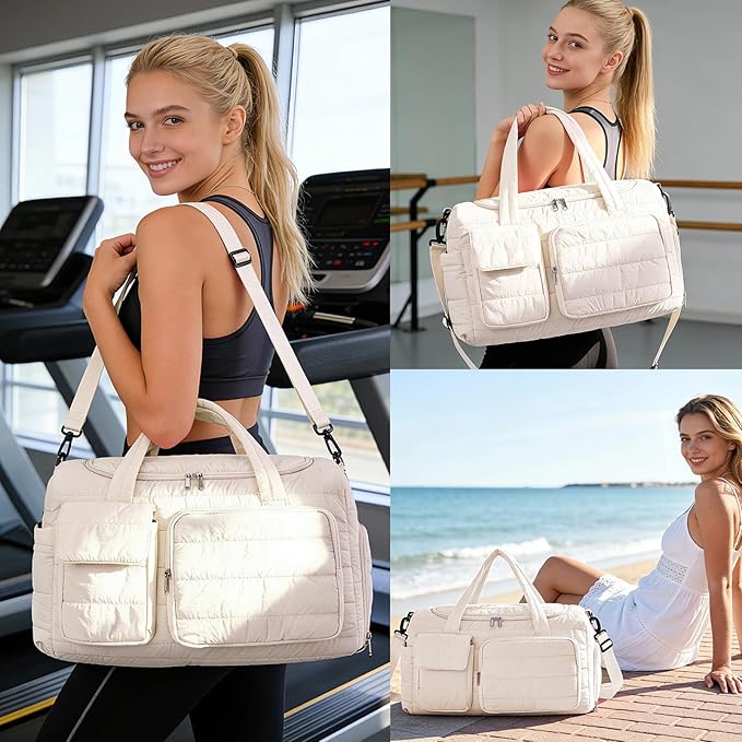 Small Gym Bag for Women, Travel Duffle Bag Carry On Weekender Bag with Shoe Compartment
