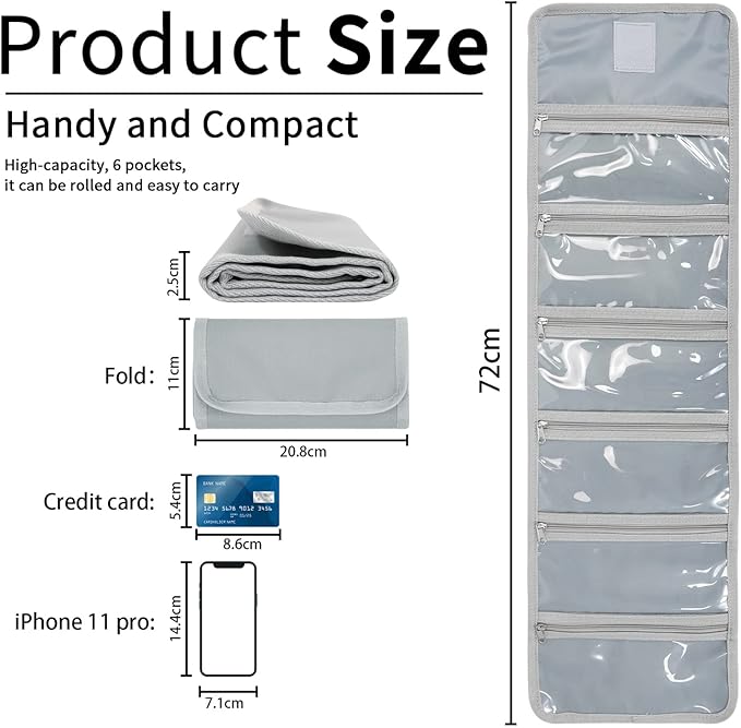 VOCHIC Money Wallet, Money Organizer for Cash with 6 Zippered Pocket Multipack Money Pouch, Cash Bill Organizer, Money Bag Small Travel Money Holder for Budgeting, Receipt and Tips