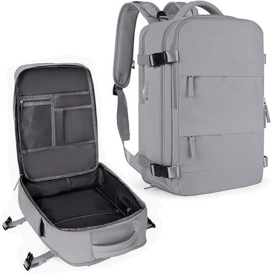 Coowoz Large Travel Backpack For Women Men, Flight Approved, Waterproof Outdoor Sports Rucksack, Casual Daypack, Fit 15.6 Inch Laptop Shoes, Grey