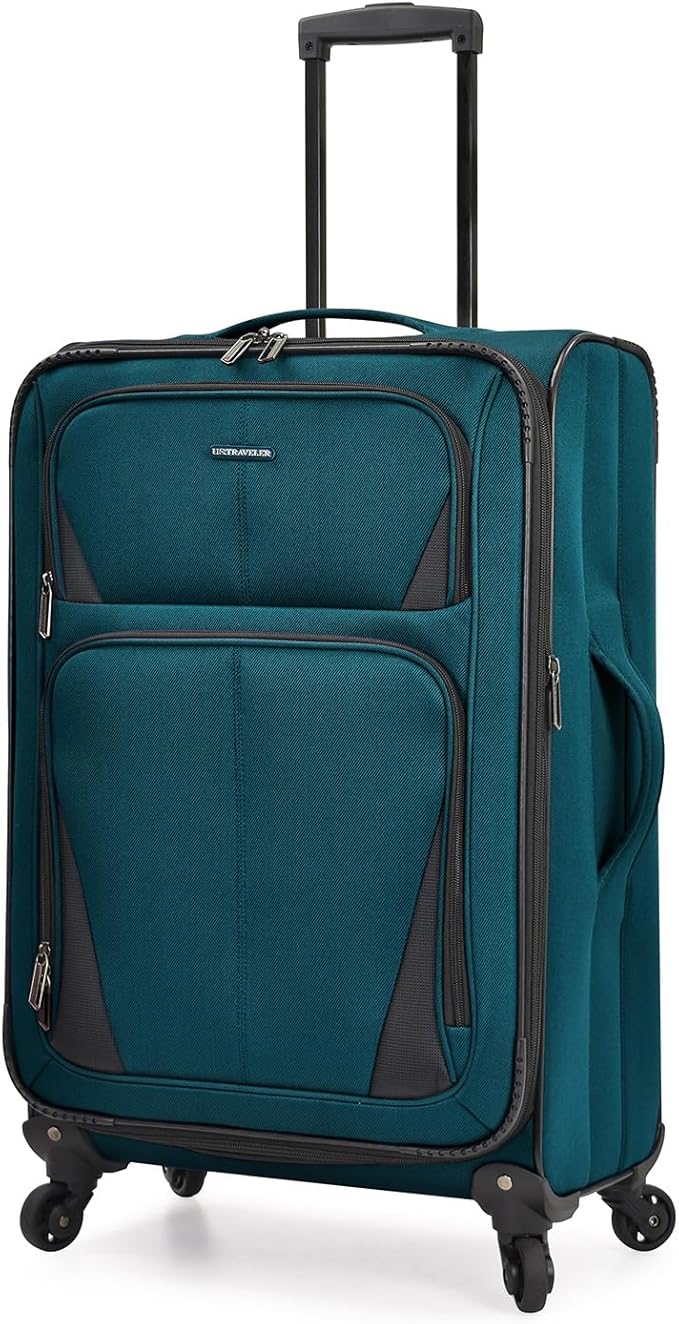 U.S. Traveler Aviron Bay Expandable Softside Luggage with Spinner Wheels, Teal, 2-Piece Set