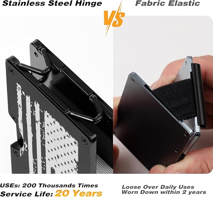 Lenvoten Upgraded Hinged Minimalist Wallet for Men | Slim Metal RFID Blocking Wallet | Credit Card Holder & Money Clip Holds 20 Cards | Premium Scratch-Resistant Finish | Ideal Gift for Men