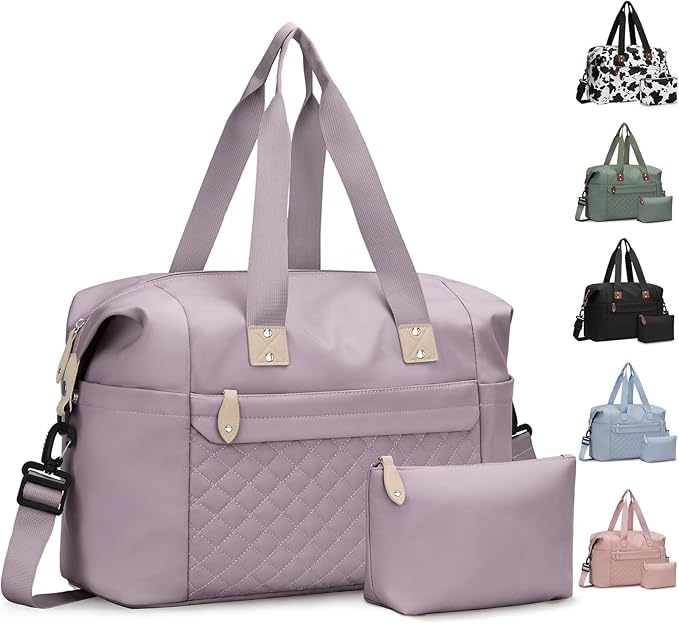 Travel Duffle Bag, Waterproof Weekender Overnight Hospital Bags for Women Men with Toiletry Bag Lightweight Carry on Personal Item Duffle Gym Bag for Travel, Airplanes, Sports