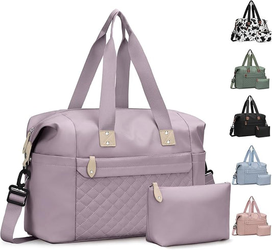 Travel Duffle Bag, Waterproof Weekender Overnight Hospital Bags for Women Men with Toiletry Bag Lightweight Carry on Personal Item Duffle Gym Bag for Travel, Airplanes, Sports