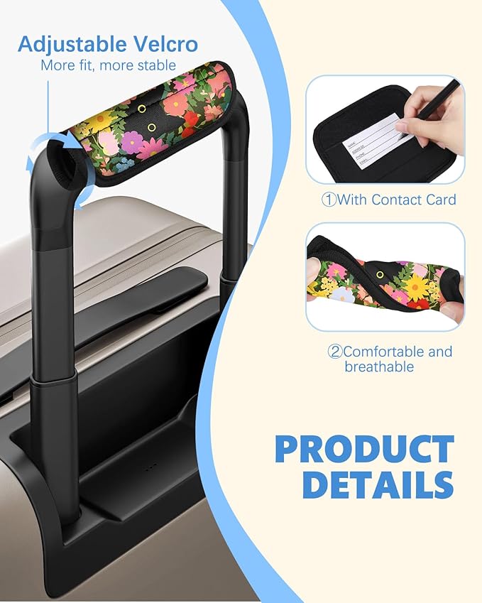 Slohif Luggage Handle Wrap 3Pcs Suitcase Identifier - Bag Strap Cover For Bogg Travel Accessories Easy Identification Bright Marker Sleeve Grips Comfort Neoprene Concealed Tag For Airport Cat