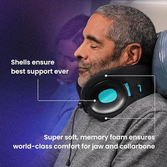 Cabeau Evolution X Travel Essential Neck Pillow - Memory Foam Body Positioner - Perfectly Contours to 11-21 Inch Necks - Three Ways to Adjust for Ultimate Comfort on Long Flights - Diamond