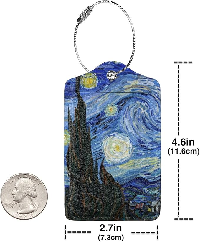 Starry Sky 2 Pcs Luggage Tags Starry Night Privacy Cover Id Label with Stainless Steel Loop and Address Card for Suitcases & Travel Bags
