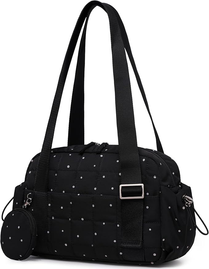 CAMTOP Mini Gym Bag for Women, Small Gym Tote Bag Puffy Quilted Sports Duffel Bag with Wet Compartment and Coin Purse Duffel Bags Dance Yoga Workout Bag for Gifts