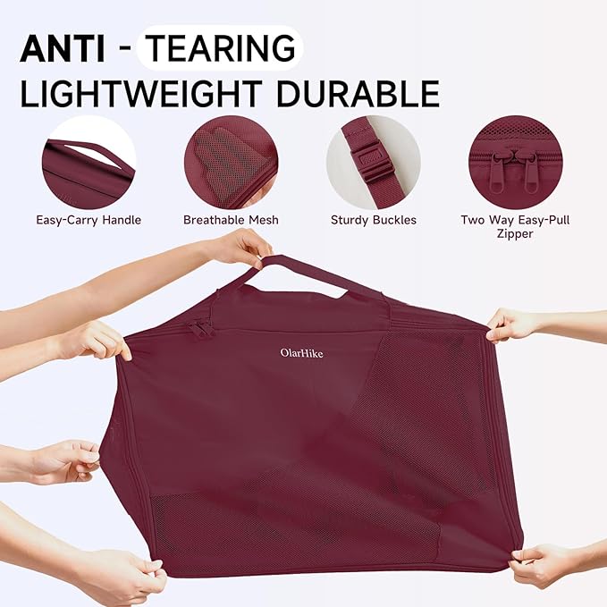 11 Set Packing Cubes for Travel, Gifts for Women Mom Kids, TSA Approved Bags for Makeup, Cosmetic, Toiletry, Suitcase Organizers for Checked Luggage, Cruise Essentials,Airplane Accessories, Burgundy