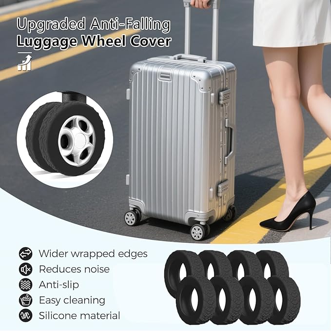 Luggage Wheel Covers, Luggage Wheel Protector Covers for 2-2.4 inches Wheels Suitcases，Anti-Scratch & Noise Reduction Design, compatible with Samsonite luggage