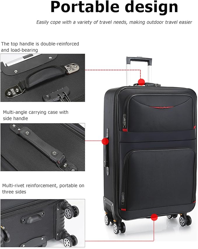 feilario 20in 2 Piece Softside Business Luggage Sets Waterproof Carry On Luggage Suitcase with Double Spinner Wheels
