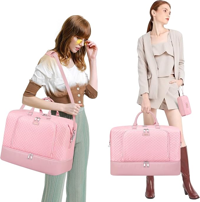Travel Weekender Bag for Women, 21" Overnight Bag with Shoe Compartment 50L Large Travel Duffel Bag Carry On Tote for Weekend, Overnight, Business Trips, Water Resistant