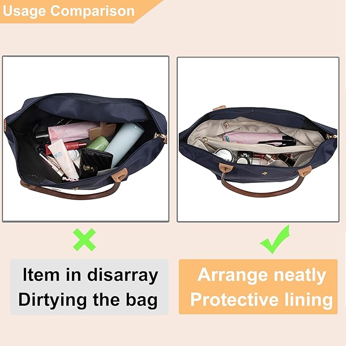 Doxo Purse Organizer Insert,Tote Bag Insert for Lv Neverfull MM,Long champ Le-pliage L and More,Bag Organizer Insert with Zipper(Large,Black-beige)