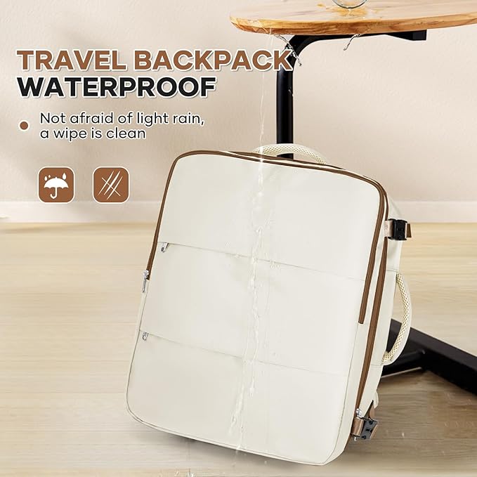 Travel Backpack For Women Men Carry on Backpack Luggage Flight Approved Personal item Travel Bag Essentials Mochila de viaje Laptop College Backpack Large Beige Brown