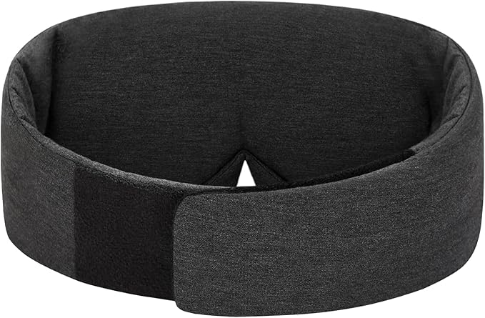 ALASKA BEAR Wraparound Style Organic Cotton Eye Mask with Padded Nose, Big Wide Headband and Large Coverage Ear Muff Sleeping Mask with Bottom Flap for Full Blackout, Dark Grey