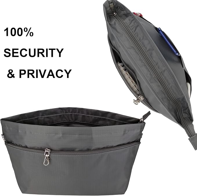 Time Wing Handbag Tote Purse Organizer Insert Bag Liner Shaper Divider Zipper 11 Pockets Compartments X Large Dark Grey