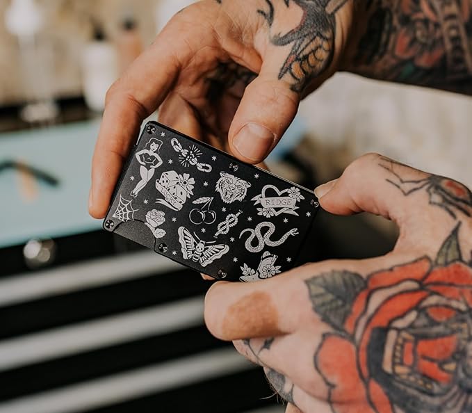 Ridge Wallet for Men - Slim Minimalist Compact Wallet and Card Holder, RFID Protected Front Pocket Wallets for Men with Integrated Cash Strap
