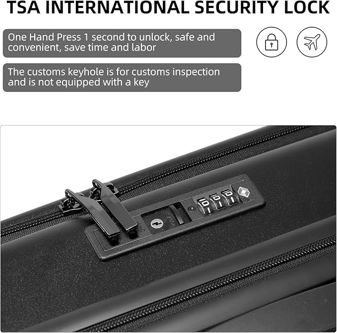 Premium Carry On Luggage, 20Inch&29 Inch Top Opening Airline Approved ABS+PC Hard Shell Suitcases with Silent Wheels, TSA Lock,Front Pocket and Wet-dry Separated Six-piece Set