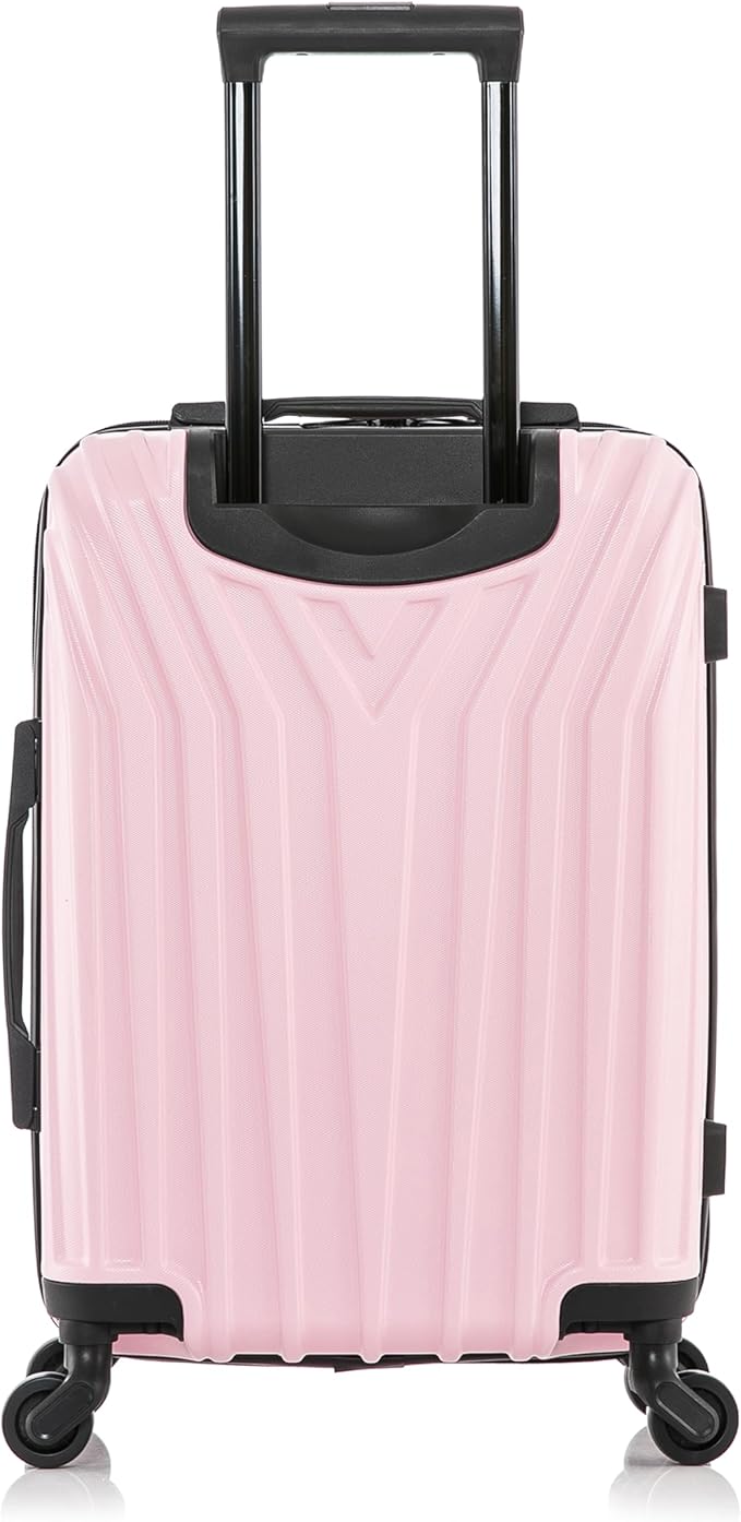 InUSA VASTY Luggage with Spinner Wheels | Durable Lightweight Hardshell Suitcase Travel Bag with Handle and Trolley 20-Inch Carry On Small Luggage | Pink