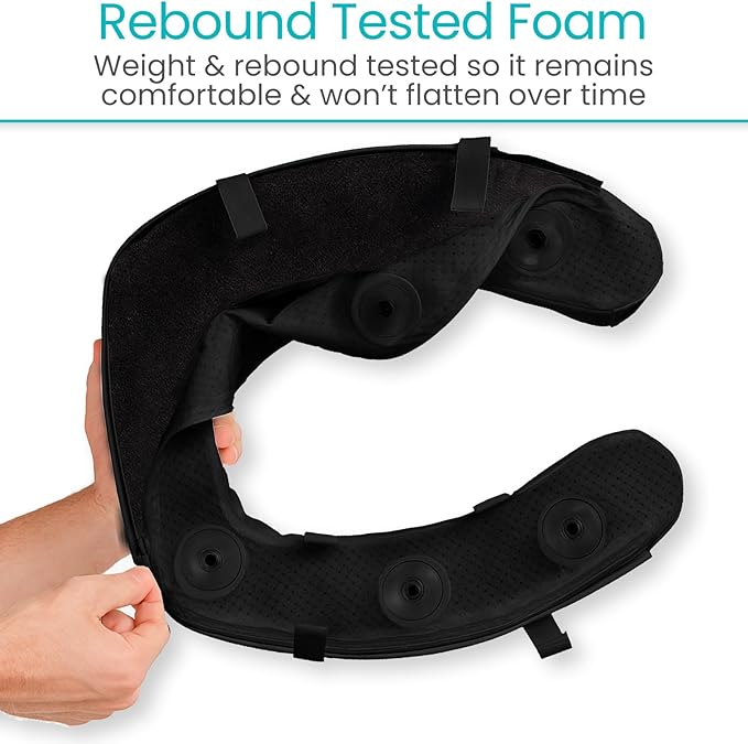 Vive Toilet Seat Cushion (Soft Cushioned Foam) - Easy Clean Padded Bathroom Attachment - Elongated, Standard Seats - Comfort and Support Donut for Handicap, Adults (2" Cushioned Foam, Black)