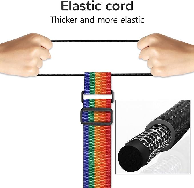 Luggage Straps Bag Bungee Luggage Straps Suitcase Adjustable Belt，Add a Bag Easy to Travel Suitcase Elastic Strap Belt Luggage Accessories(Colorful)