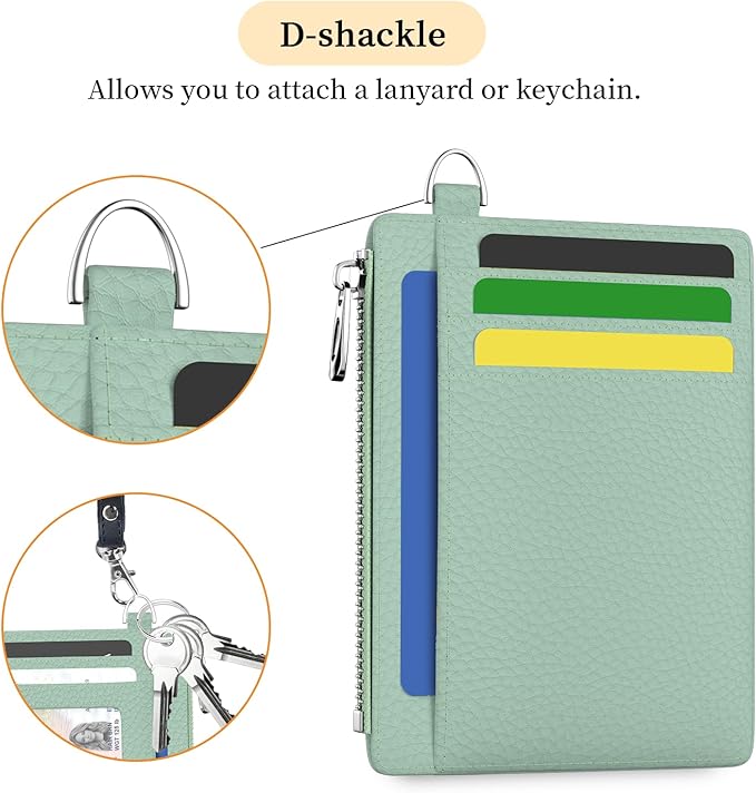 Hancynir Minimalist Small Wallet Women Credit Card Holder, RFID Blocking Slim Mini Card Wallets Cute Front Pocket PU Leather Card Case Thin Travel Zipper Coin Cash Ladies Female Wallet Gifts