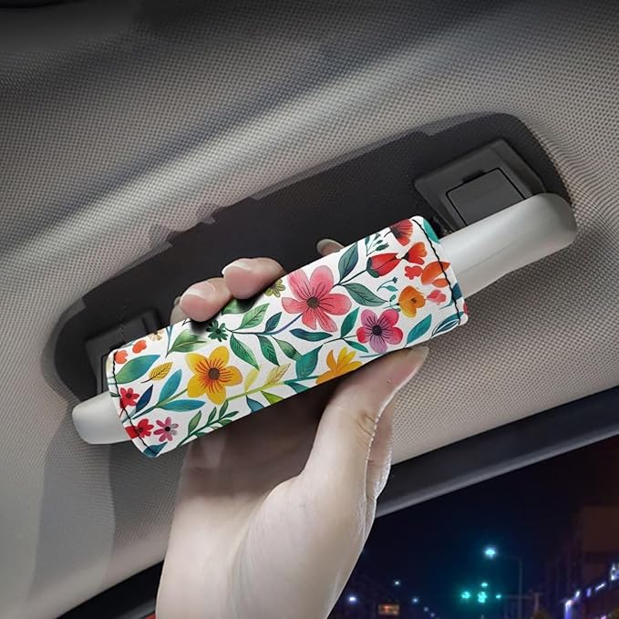 BIGCARJOB Stylish Flower Luggage Handle Wrap Set for Women Girls Luggage Accessories Set 2 Pieces Flower Print Suitcase Handle Sleeve Cover Identifier Travel Bag Wraps