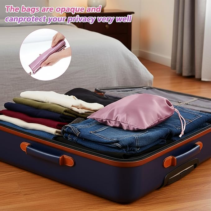 Adult Toy Storage Bags, 6 Pcs Quality Satin Silk Drawstring Pouch Adjustable Microfiber Toy Organizer Bags Gift Bag Foldable Ditty Bag for Women Men Toys Underwear Sunglasses Cosmetic (3 Sizes Purple)